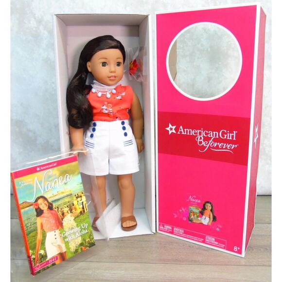 NEW American Girl 18" NANEA DOLL In MEET OUTFIT Necklace Barrette Shoes Book BOX - Picture 6 of 12